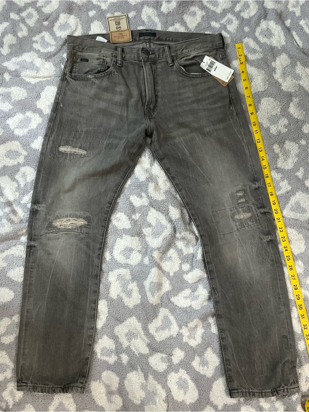 Polo Ralph Lauren Sullivan Slim Distressed Grey Jeans 32x30 NWT $125